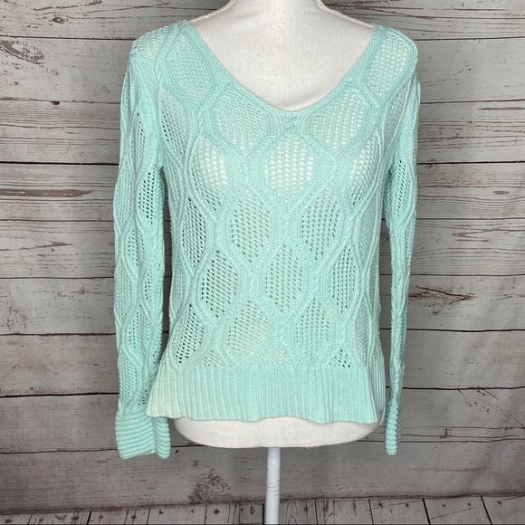 Anthropologie Sweaters - Yoon | Anthropologie Mint Green Open Knit Sweater